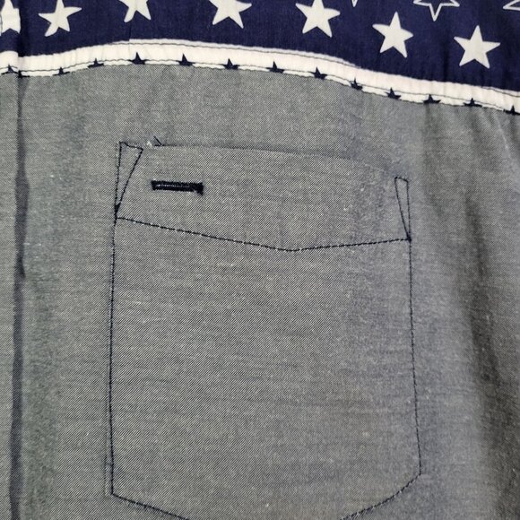 AMERICAN GARAGE Men's Large Button Up Shirt Short Sleeve Patriotic - Picture 4 of 6